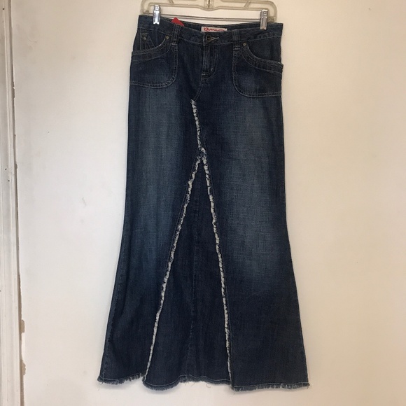 Kama Denim Frayed Maxi Skirt - Picture 1 of 3